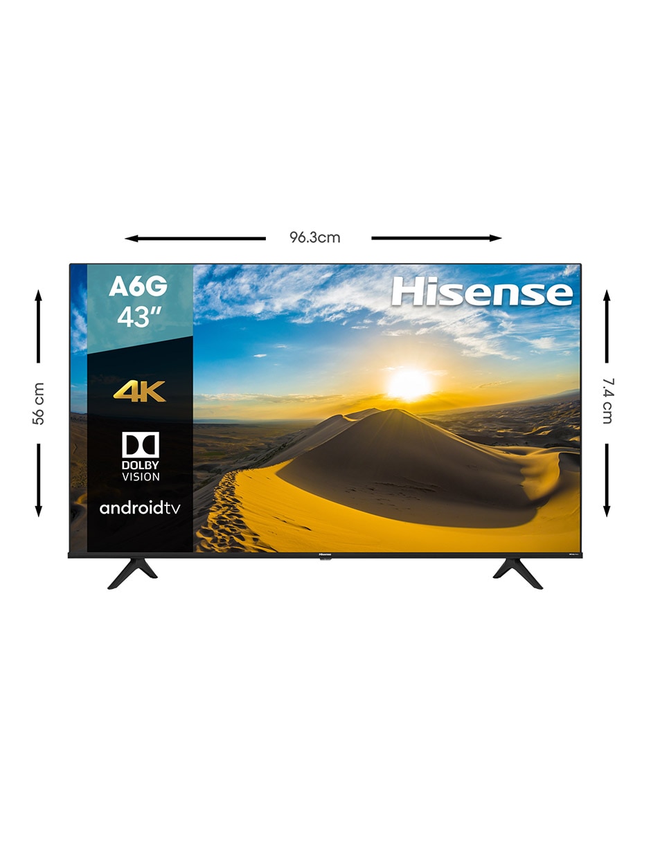 Pantalla Smart TV Hisense LED de 43 pulgadas 4K/UHD 43A6G con Android TV