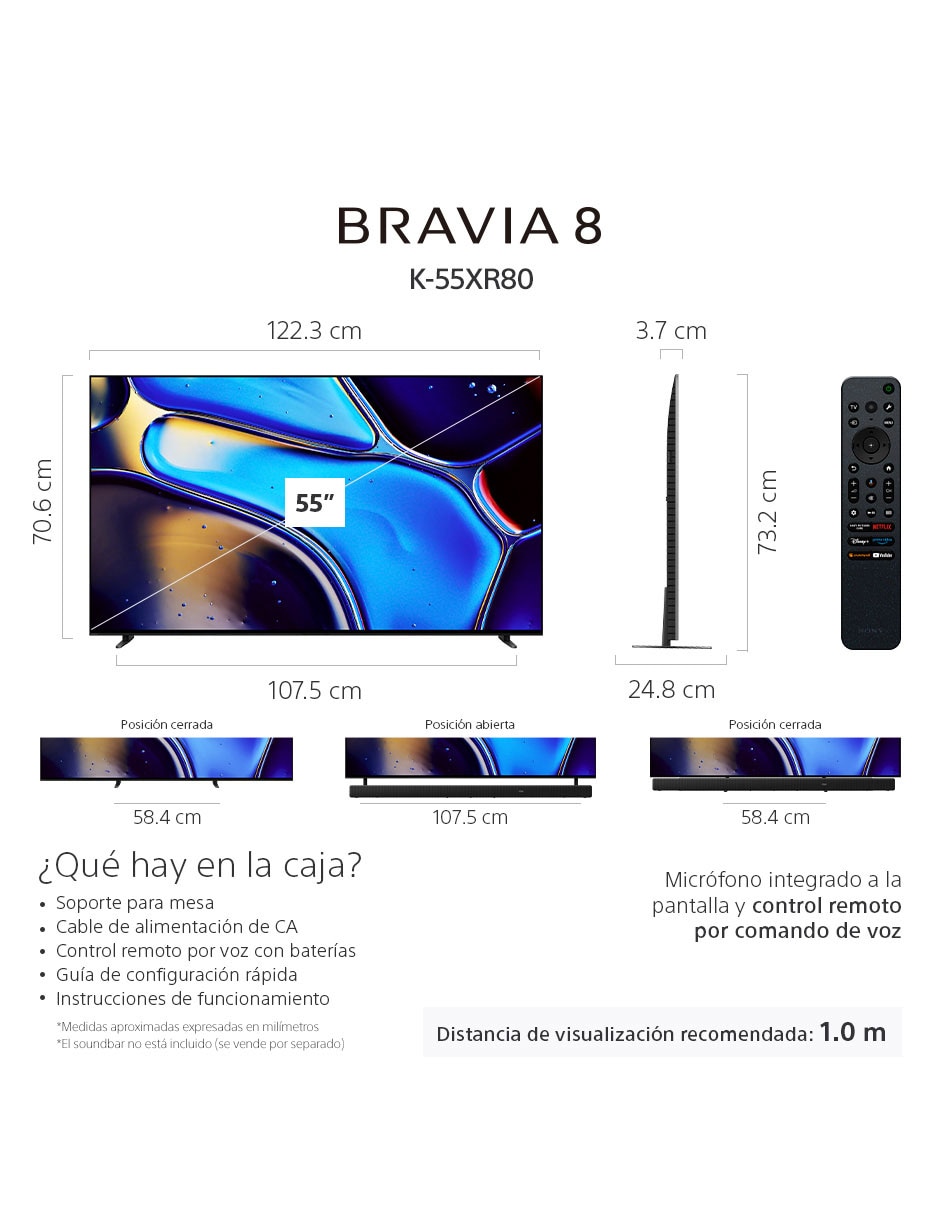 Pantalla Smart TV OLED de 55 pulgadas 4K/UHD Bravia 8 con Google TV 15