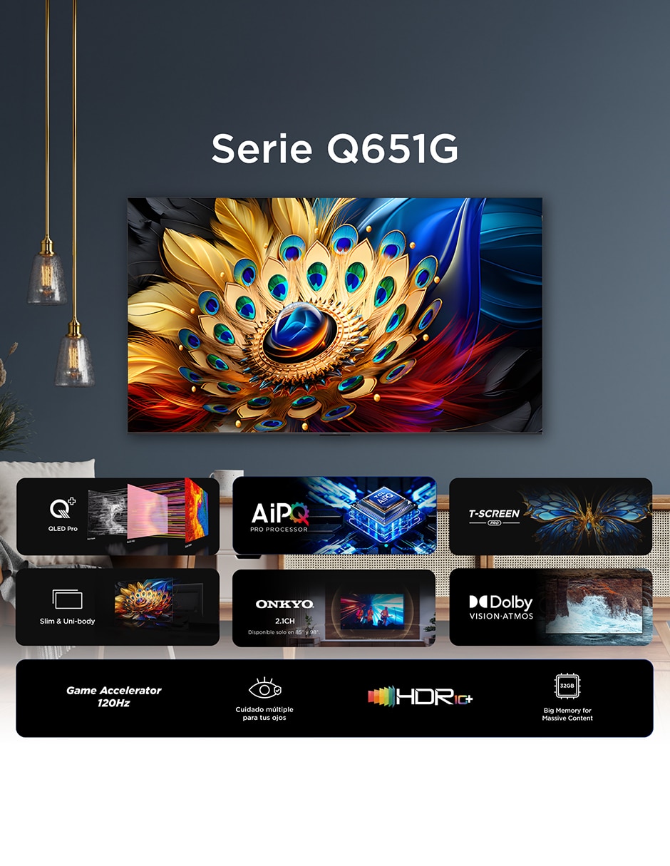 Pantalla Smart TV QLED de 75 pulgadas 4K/UHD 75Q651G con Google TV 3