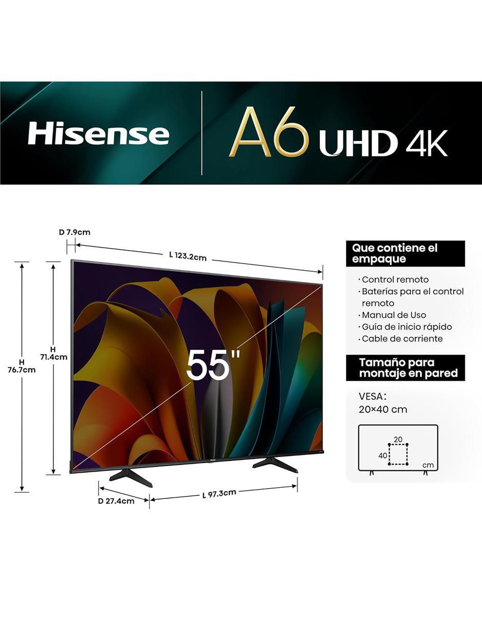 Pantalla Smart TV LED de 55 pulgadas 4K/UHD 55A6N con Google TV 5