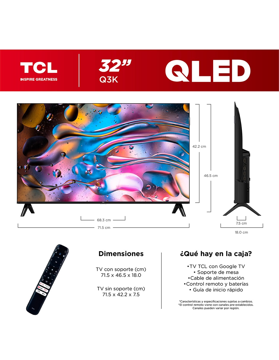 Pantalla Smart TV QLED de 32 pulgadas Full HD 32Q3K con Android TV 7
