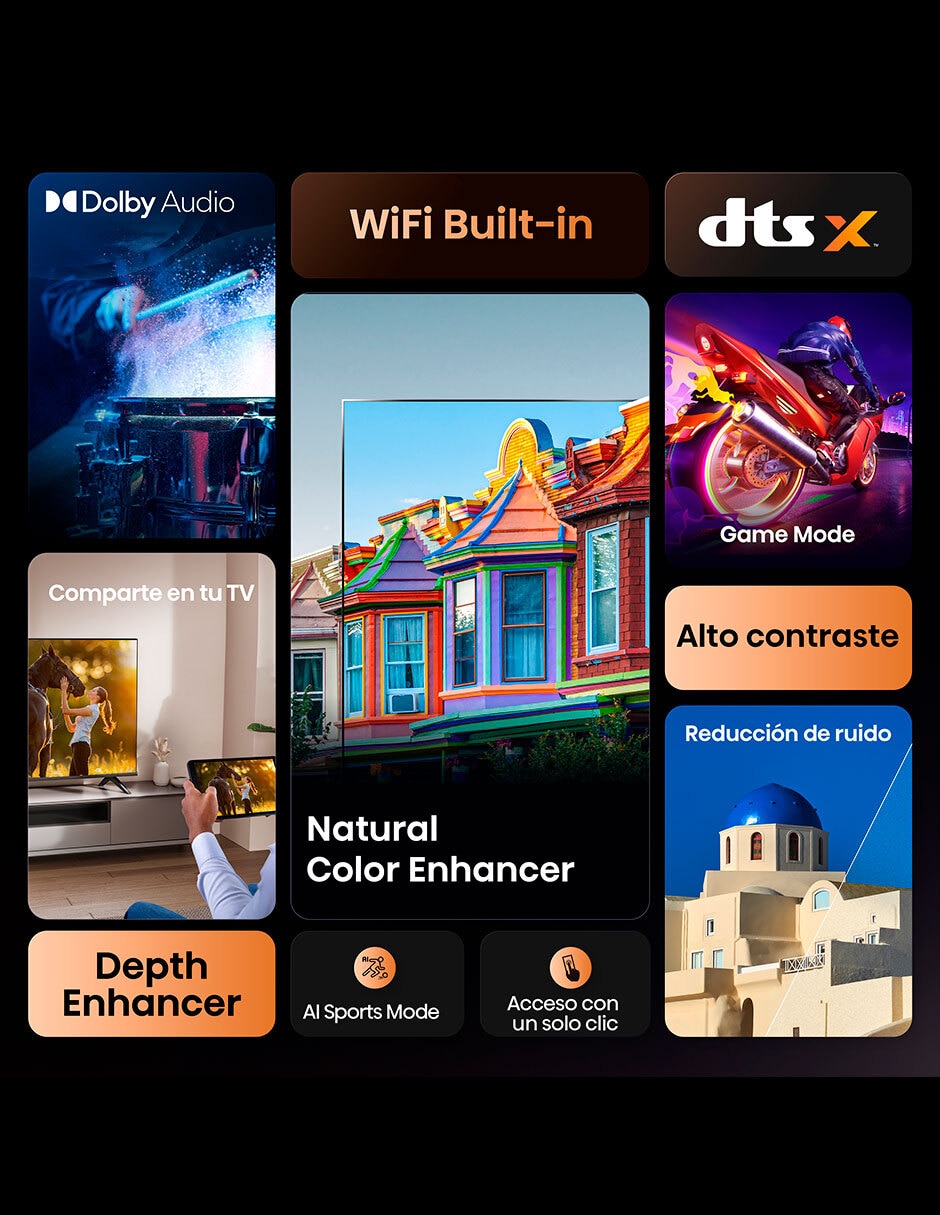 Pantalla Smart TV LED de 32 pulgadas HD 32A4NV con AI Sports Mode