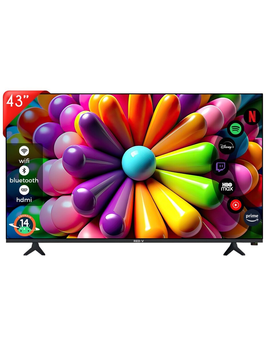 Pantalla smart tv red velvet led de 43 pulgadas hd red43stv con android tv