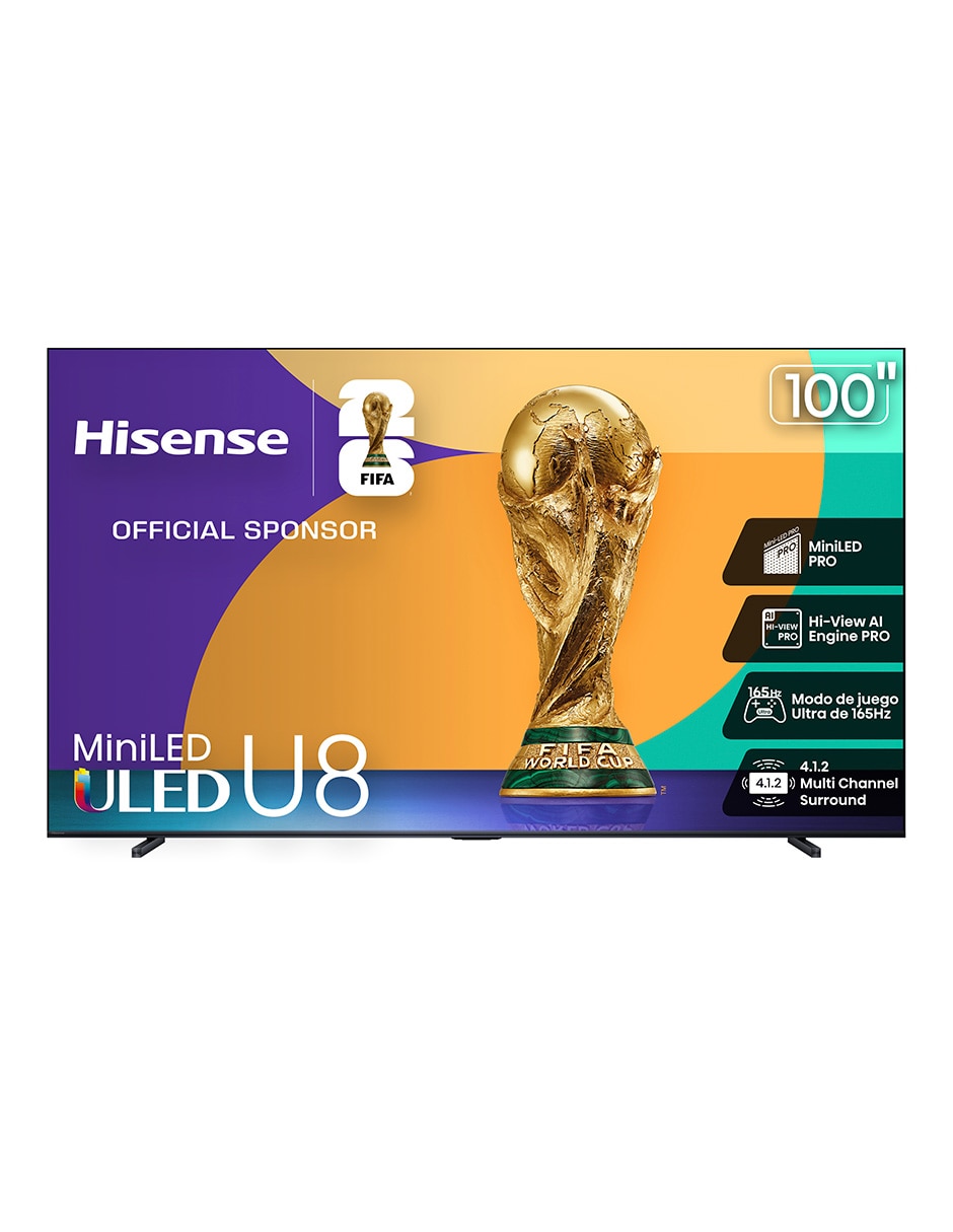 HISENSE Pantalla Smart TV Hisense Mini LED de 100 pulgadas 4K/UHD 100U8QG con Google TV con AI Picture