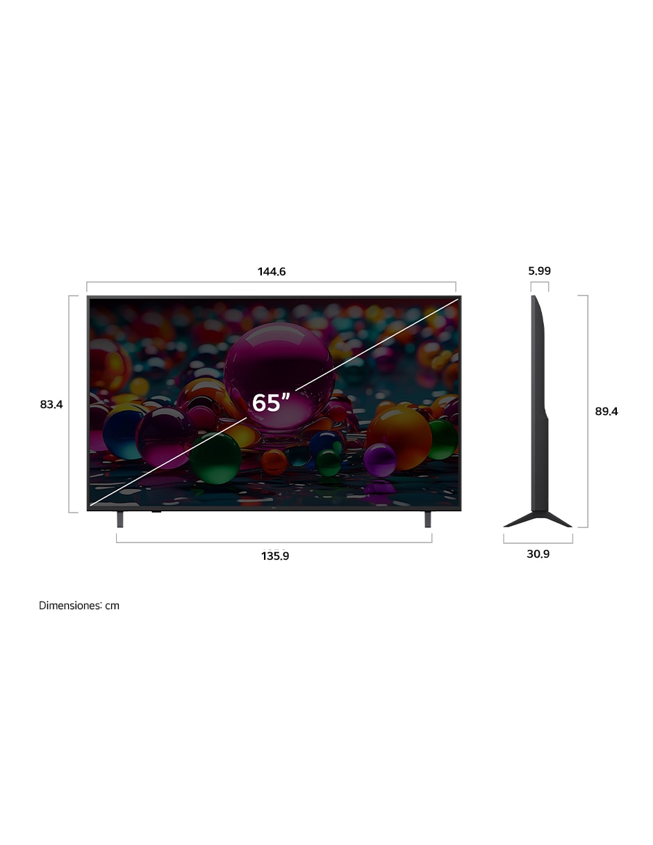Pantalla smart tv crystal uhd de 65 puadas 4k 65ua7500psa con ai webos 11