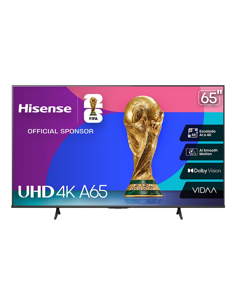 HISENSE Pantalla Smart TV Hisense UHD de 65 pulgadas 4K/UHD 65A65NV con AI Sports Mode