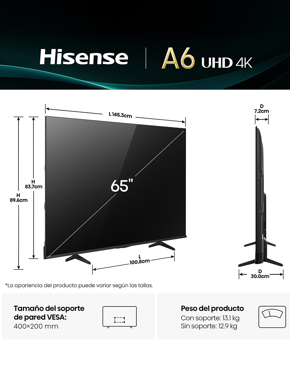Pantalla Smart TV UHD de 65 pulgadas 4K/UHD 65A65NV con AI Sports Mode 29
