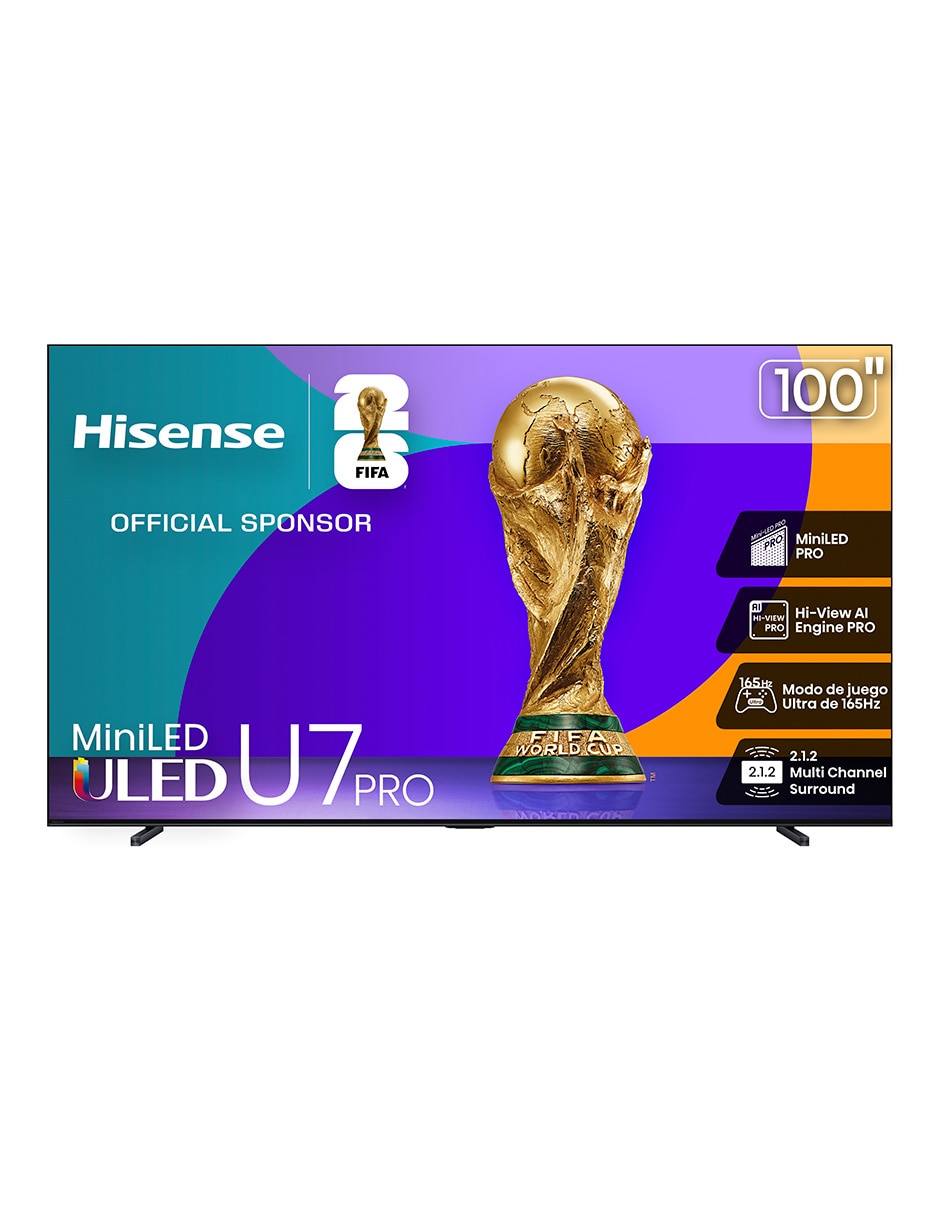 HISENSE Pantalla Smart TV Hisense QD- mini LED de 100 pulgadas 4K/UHD 100U7QG Pro con Google TV con AI Picture