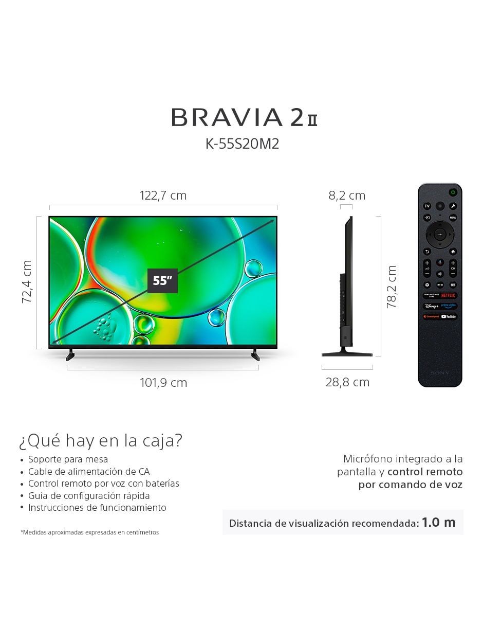 Pantalla Smart TV LCD de 55 pulgadas 4K Bravia 2 K-55S20M2 con Google TV 7