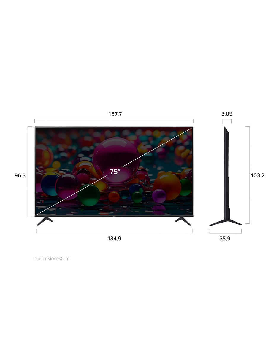 Pantalla Smart TV Lg LED de 75 pulgadas 4K/UHD 75UA8050PSA con AI webOS