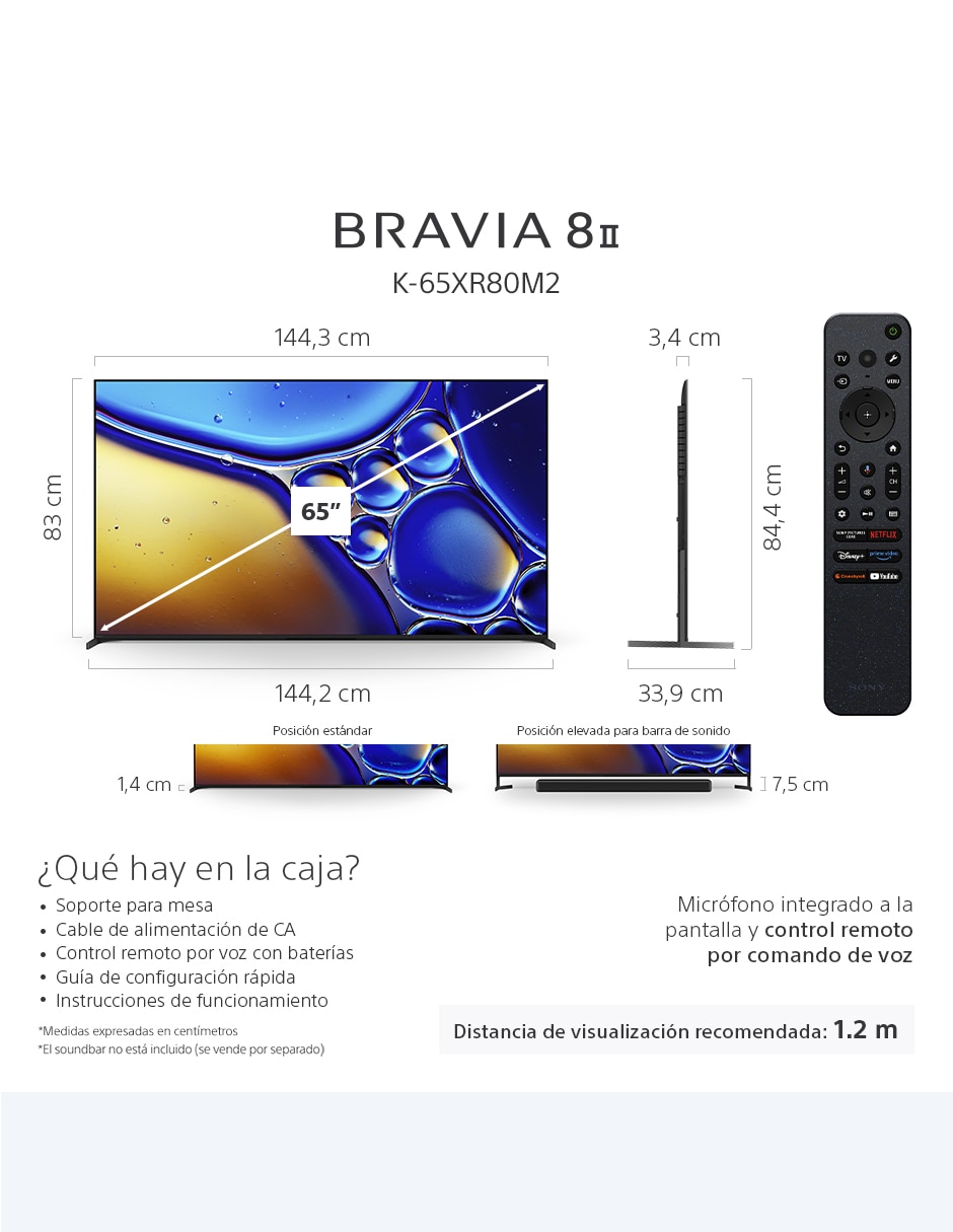 Pantalla Smart TV OLED de 65 pulgadas 4K Bravia 8MK2 K-65XR80M2 con Google TV 7