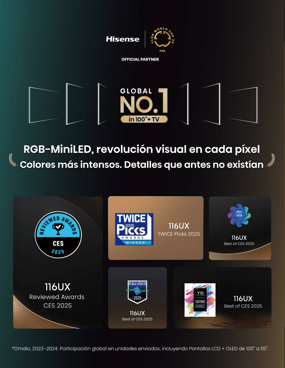 Pantalla Smart TV Hisense Mini LED de 100 pulgadas 4K/UHD 100UX con Google TV con Hi-View AI Engine X