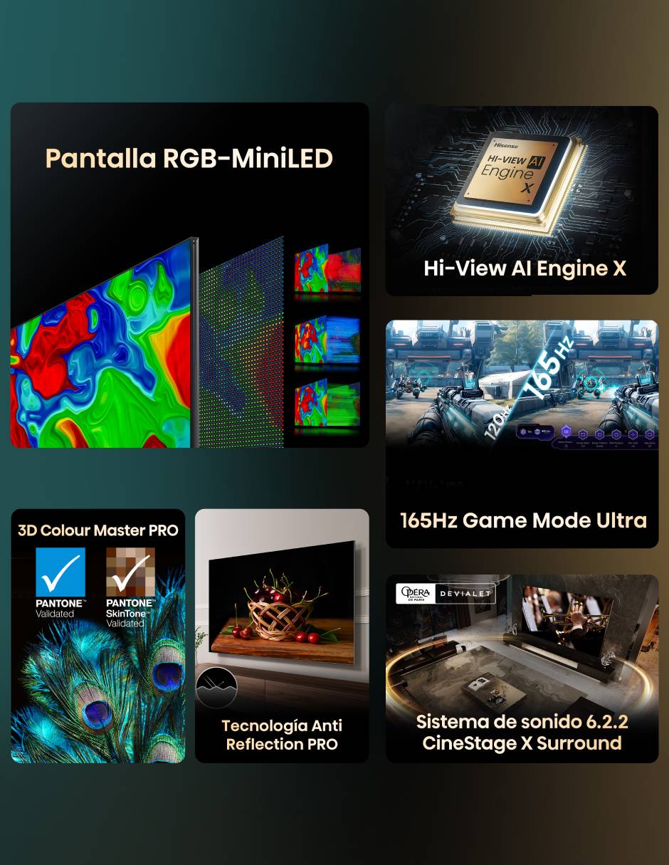 Pantalla Smart TV Hisense Mini LED de 100 pulgadas 4K/UHD 100UX con Google TV con Hi-View AI Engine X