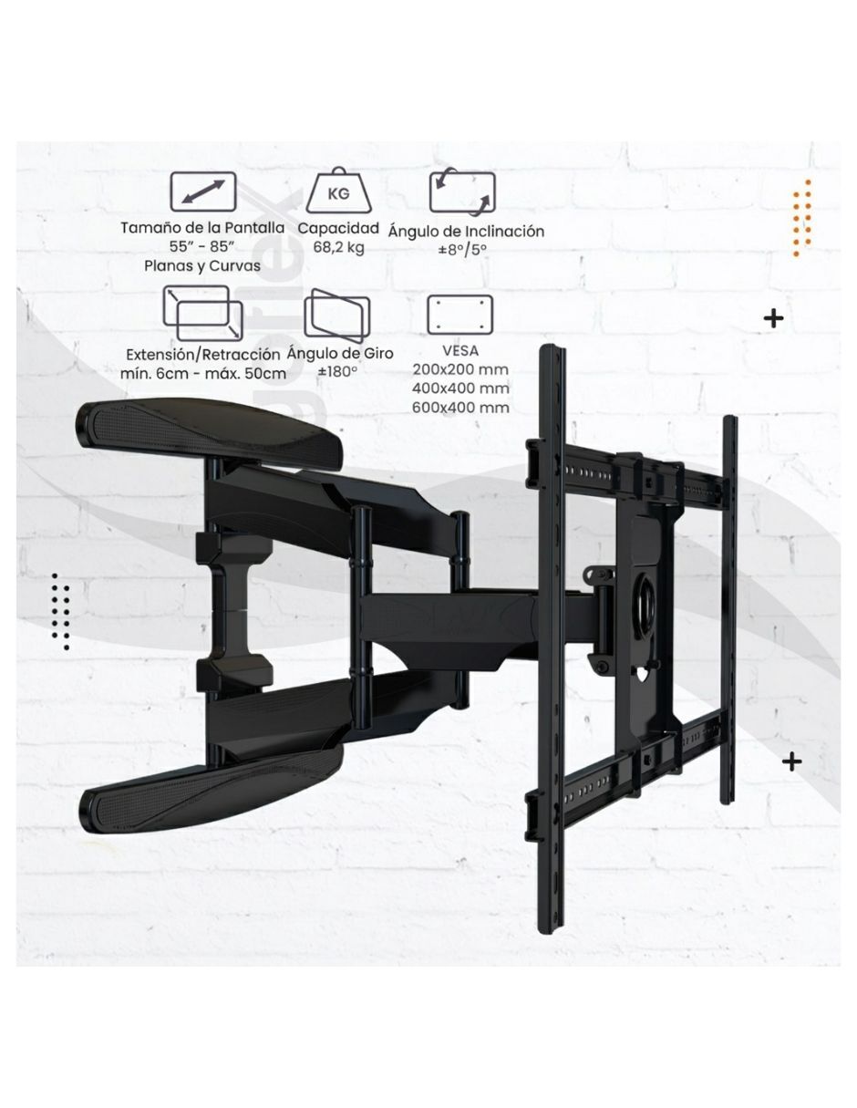 Soporte de pared North Bayou para pantalla articulado 55 - 80 pulgadas