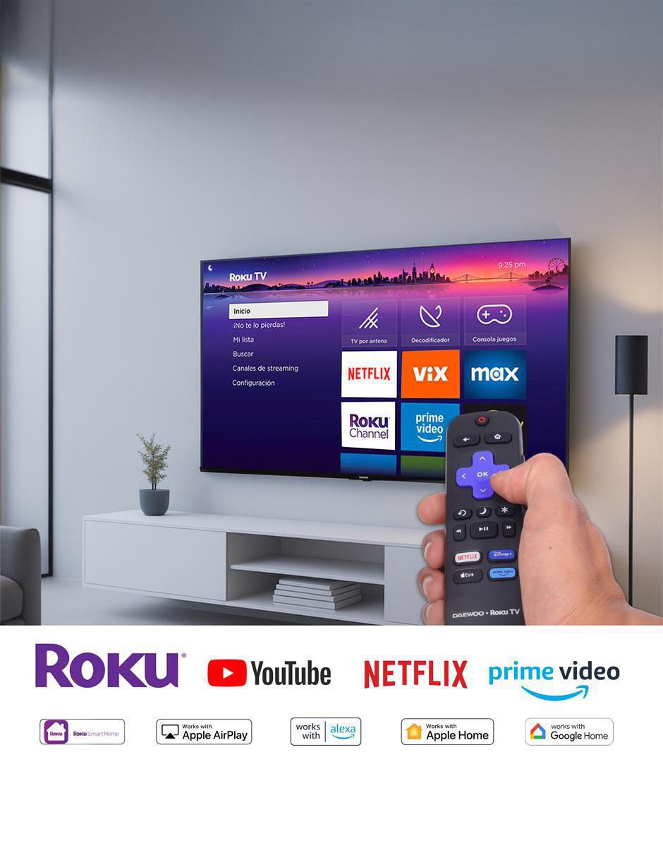 Pantalla smart tv led de 75 pulgadas 4k/uhd daw75urf con roku tv