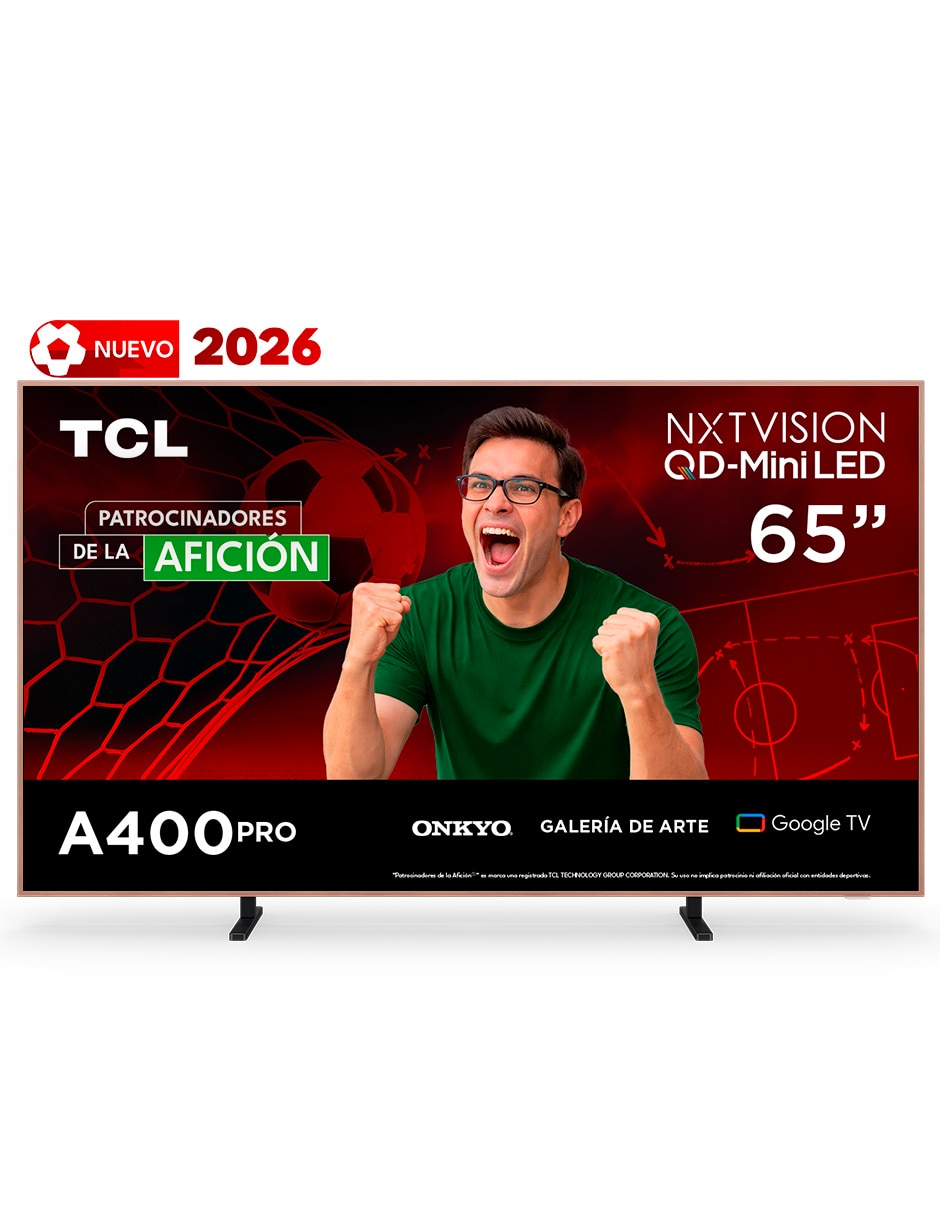 Pantalla Smart TV Tcl QD- mini LED de 65 pulgadas 4K/UHD 65A400 Pro con Google TV