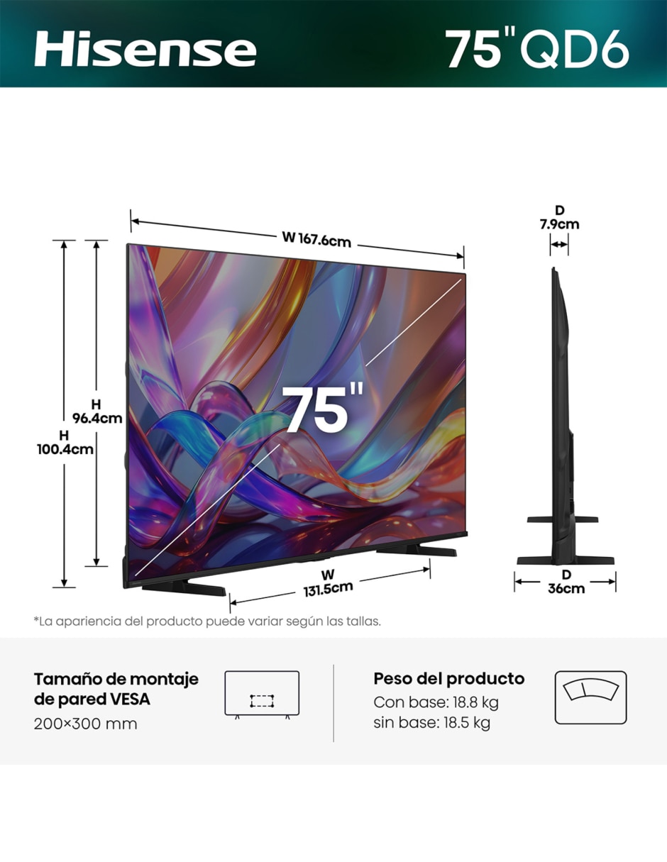 Television qled de 4k/uhd 75qd6sfm con fire os con ai picture