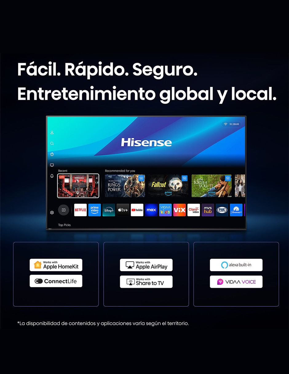 Pantalla Smart TV Mini LED 75 pulgadas 4K/UHD 75U6SV con Hi-View AI Engine X 10
