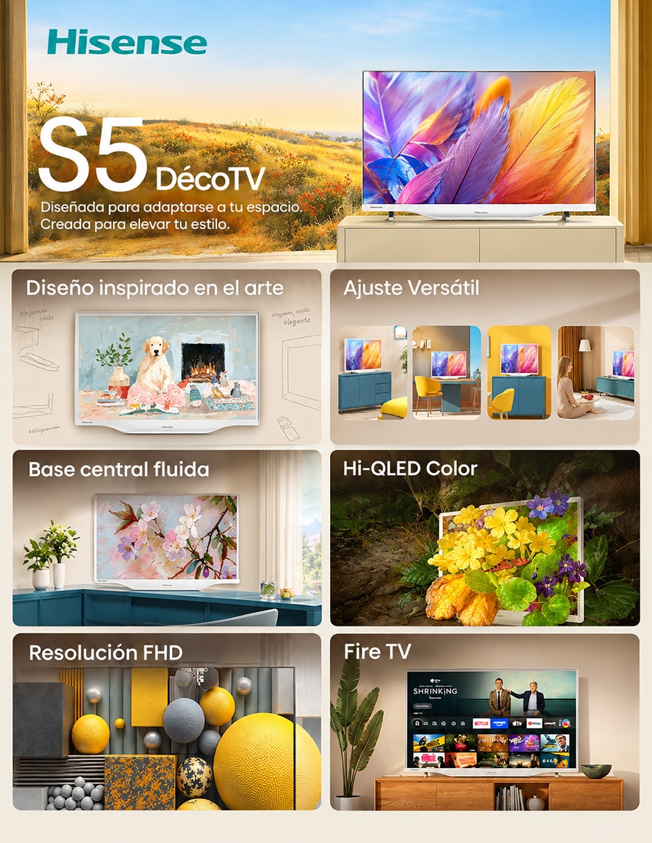 Pantalla Smart TV QLED de 32 pulgadas Full HD 32S5QFM con Fire OS con AI Escalado a 4K 3