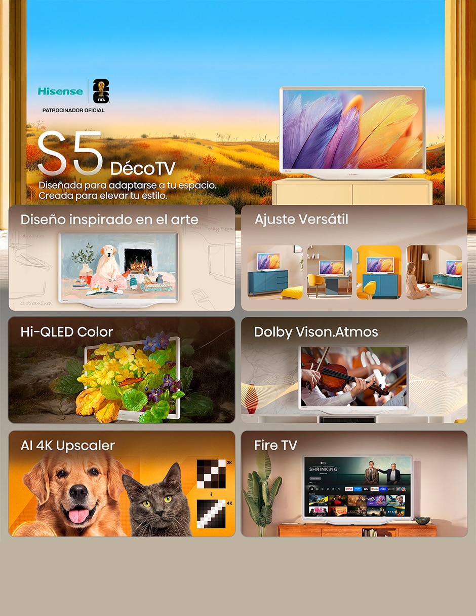 Pantalla Smart TV QLED de 43 pulgadas 4K/UHD 43S5QFM con Fire OS con AI escalado a 4K 8