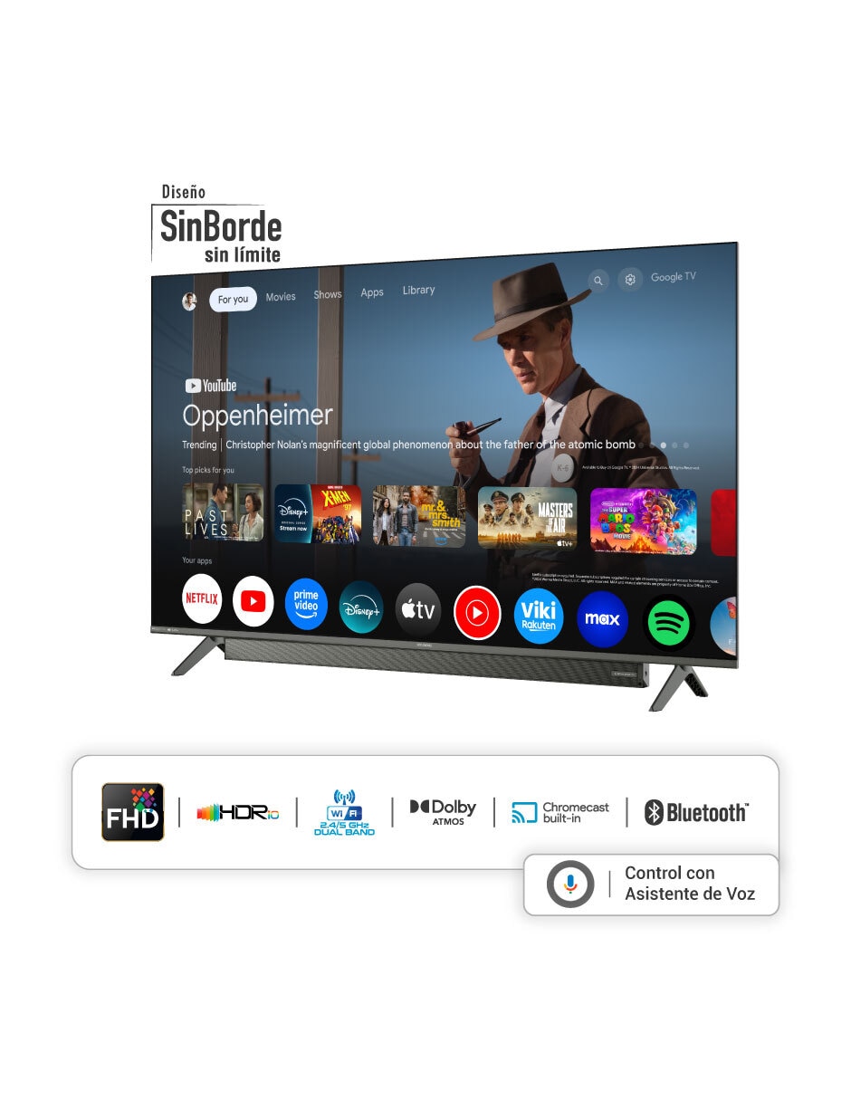 Pantalla Smart TV LED de HD HYLED5028FGHYLED5028FG con Google TV 4