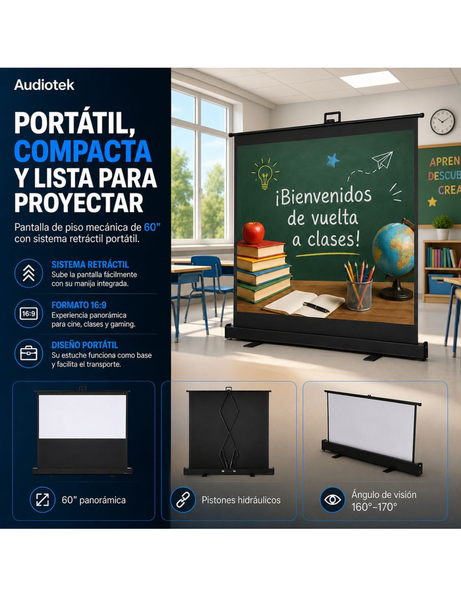 Pantalla proyector manual mkz-pantapull60m