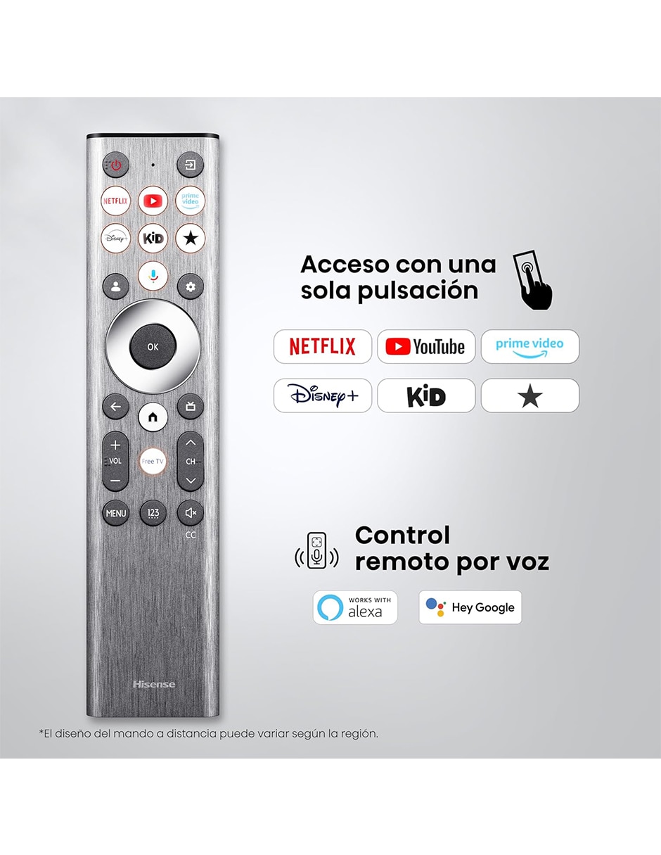 Pantalla Smart TV Hisense Mini LED de 65 pulgadas 4K 65UR8SG con Google TV con Hi-View AI Engine X