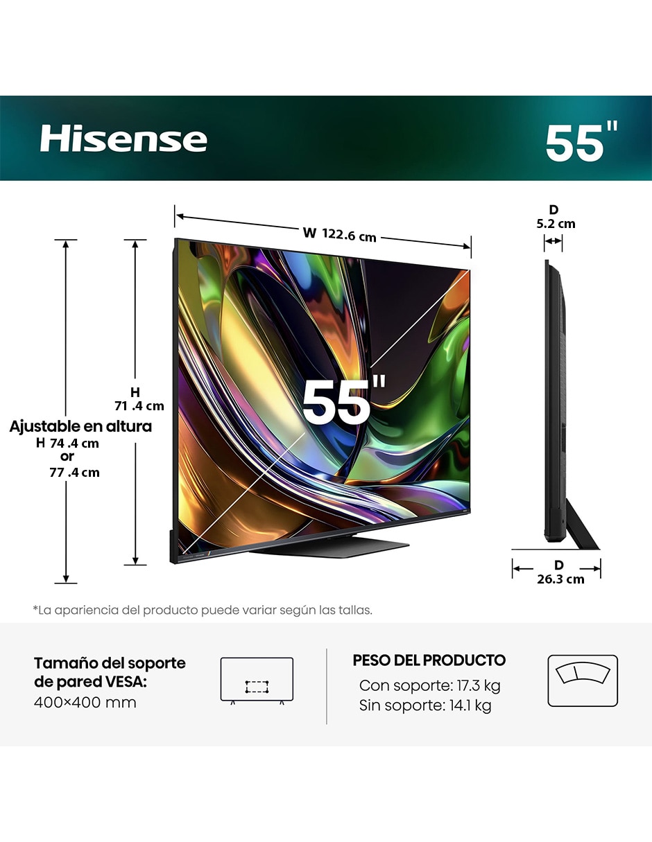 Pantalla smart TV Mini LED de 55 pulgadas de 4K 55UR8SG con Android TV con Hi-View AI Engine X