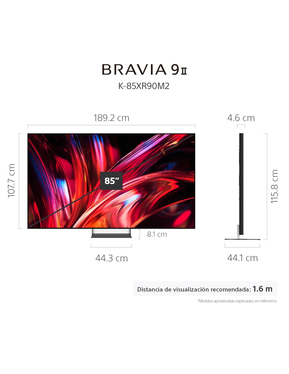 Pantalla Smart TV Sony micro RGB de 85 pulgadas 4K/UHD Bravia 9 II con Android TV con AI picture