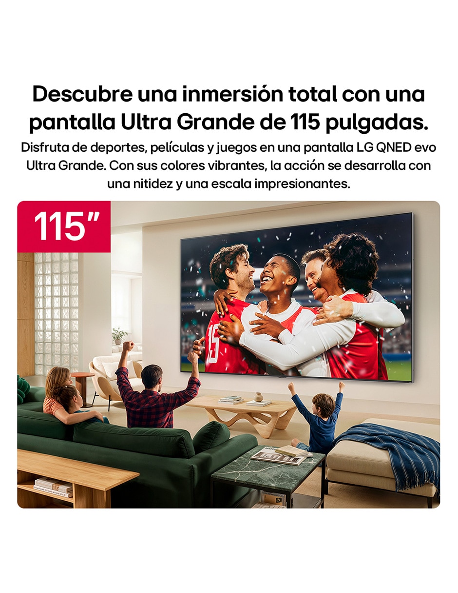 Pantalla Smart TV LG de 115 pulgadas 4K 115QNED90BS con WebOS con evo AI