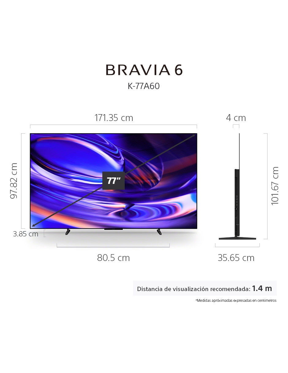 Pantalla smart TV OLED de 77 pulgadas 4K/UHD Bravia 6 con Google TV  AI Picture