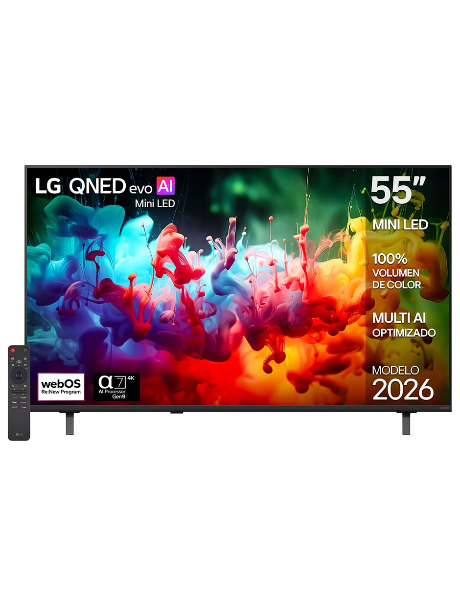 Pantalla smart tv television mini led qned de 4k 55qned74bsa con webos con evo ai 1
