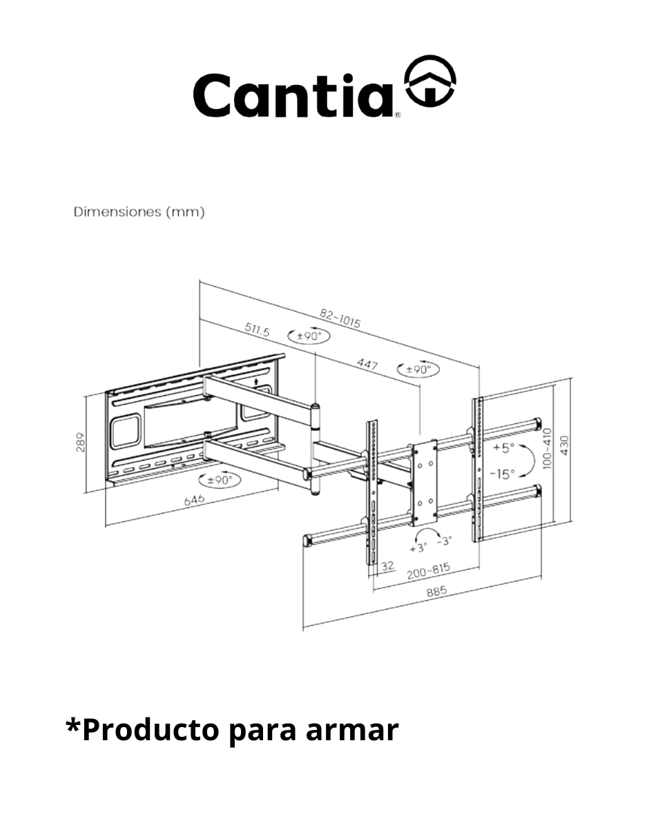 Soporte de pared para pantalla Articulado 42 - 80 pulgadas