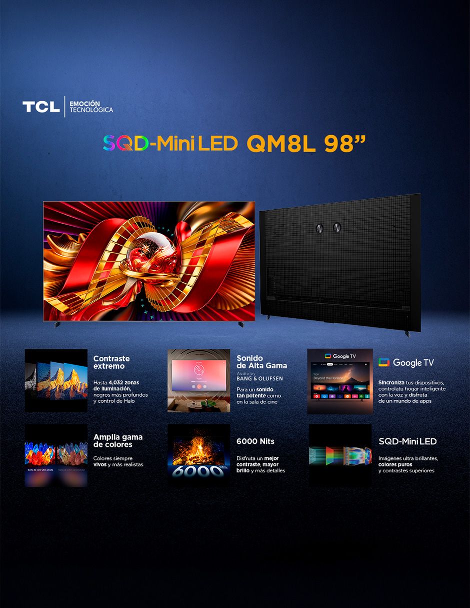Pantalla Smart TV de 98 pulgadas SQD MiniLed de 4k/uhd 2026 con Google TV