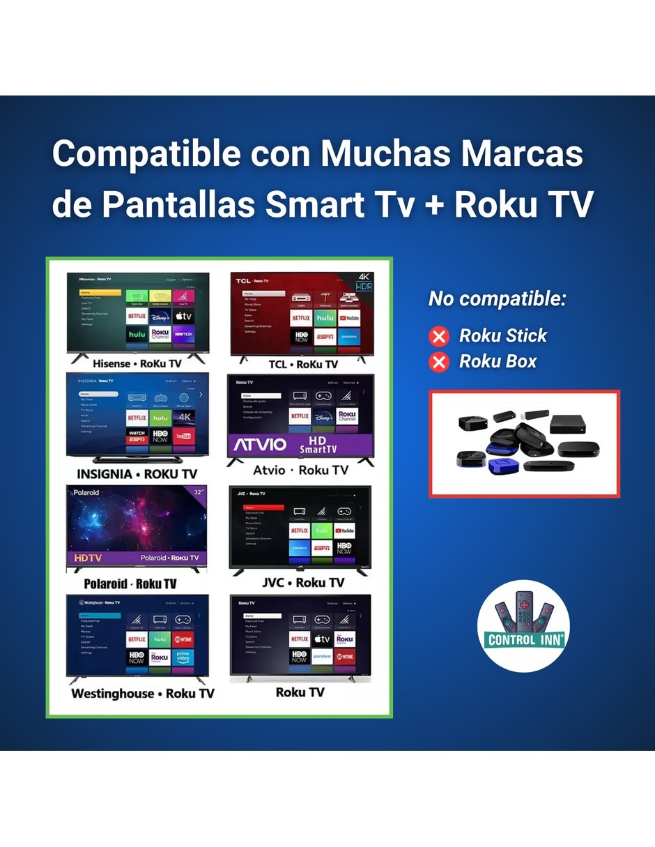 Control remoto para smart tv roku tcl roku tv 8 botones apps 3