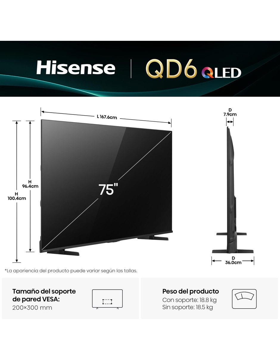 QLED de 4K/UHD con Vidaa con AI Escalado a 4K 5