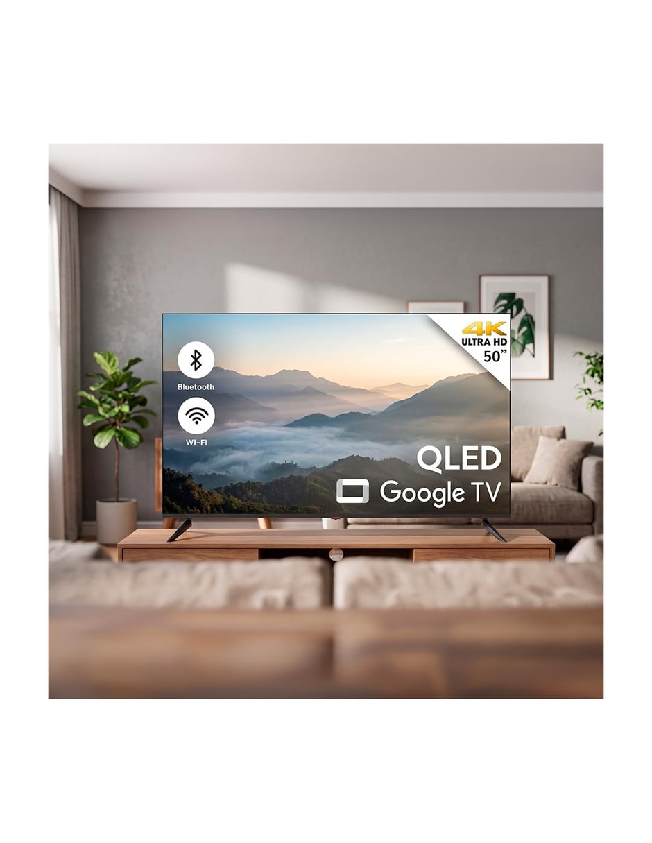 Pantalla Smart TV QLED de 50 pulgadas 4K/UHD con Google TV con AI UPSCALING