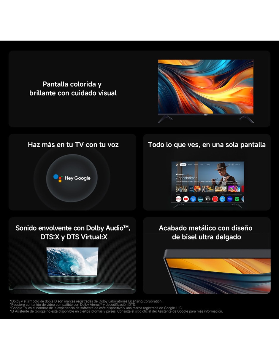 Pantalla Smart TV LED de 32 pulgadas Full HD con Google TV 5