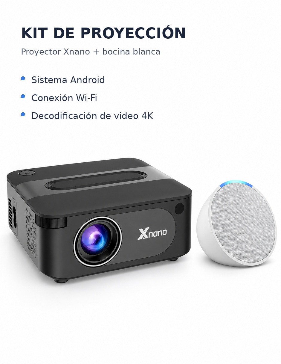 Proyector mini negro mas alexa Blanca 2