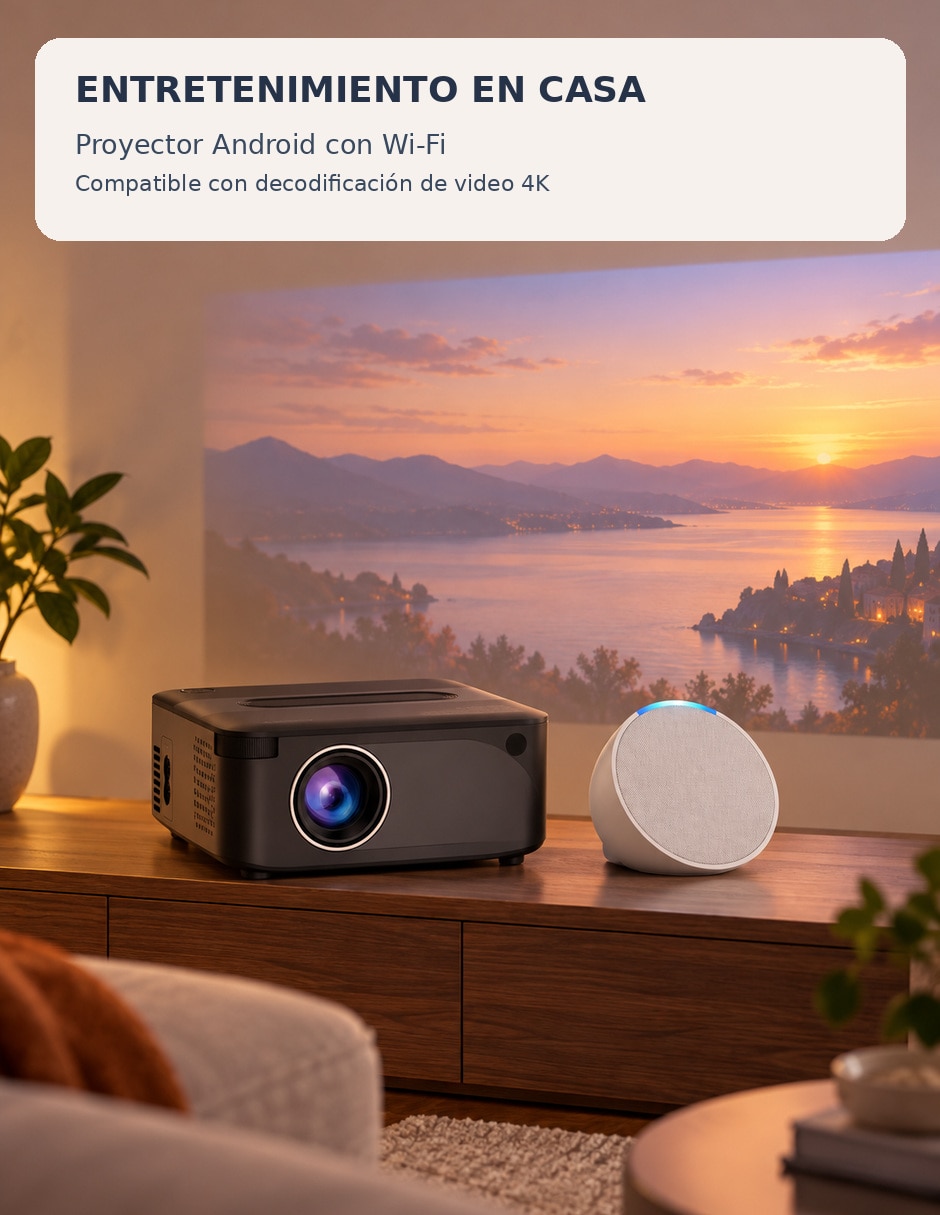 Proyector mini negro mas alexa Blanca 3
