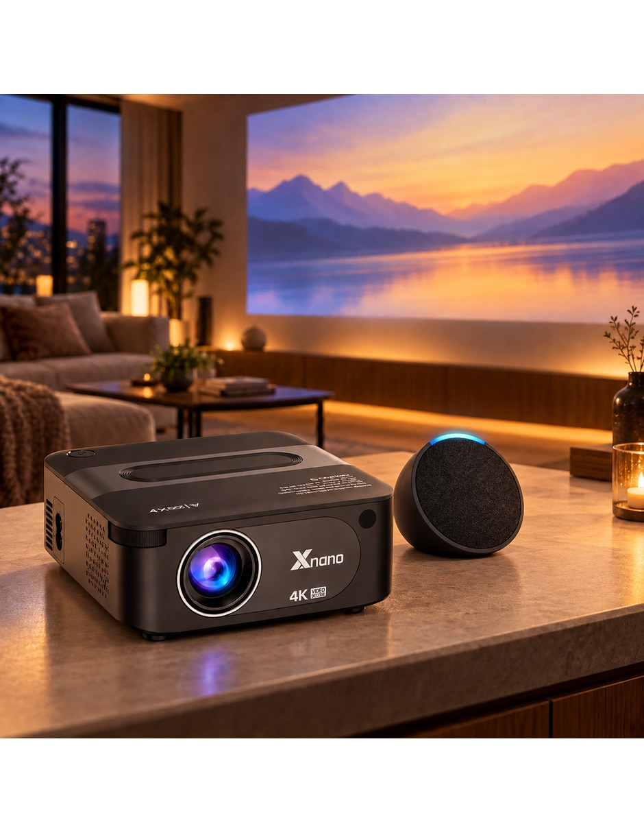 Proyector mini negro mas alexa negra