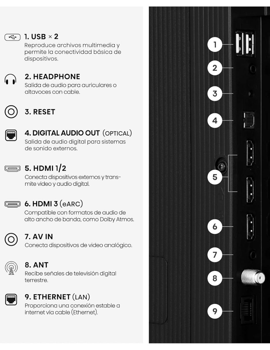 Pantalla smart tv qled de 4k 55m450sfm qled con vidaa con ai escalado a 4k 6