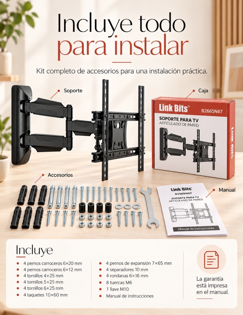 Soporte de pared para pantalla articulado 26 - 65 pulgadas 2