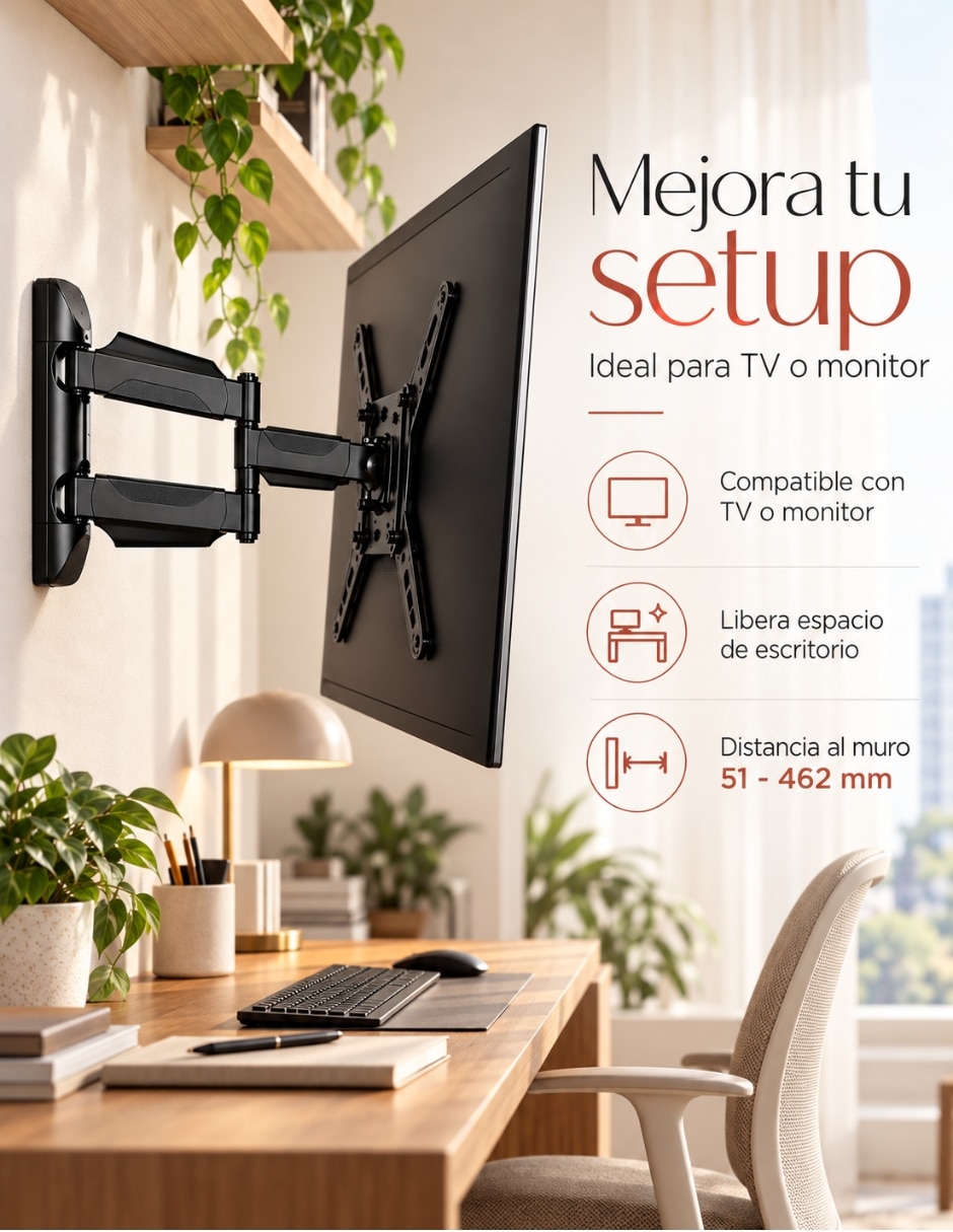 Soporte de pared para pantalla articulado 26 - 65 pulgadas 5