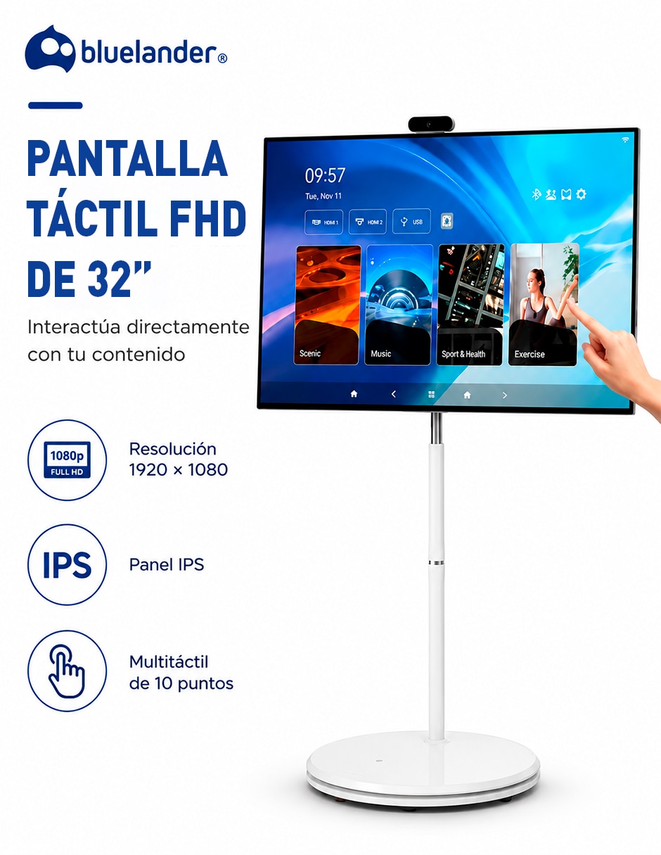 Pantalla Smart TV Led de Full HD 32 pulgadas con Android TV 2