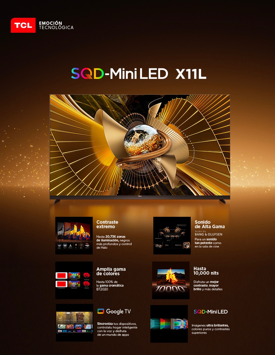 Pantalla Smart TV QD- mini LED de 85 pulgadas 4K/UHD 85X11L con Google TV 7