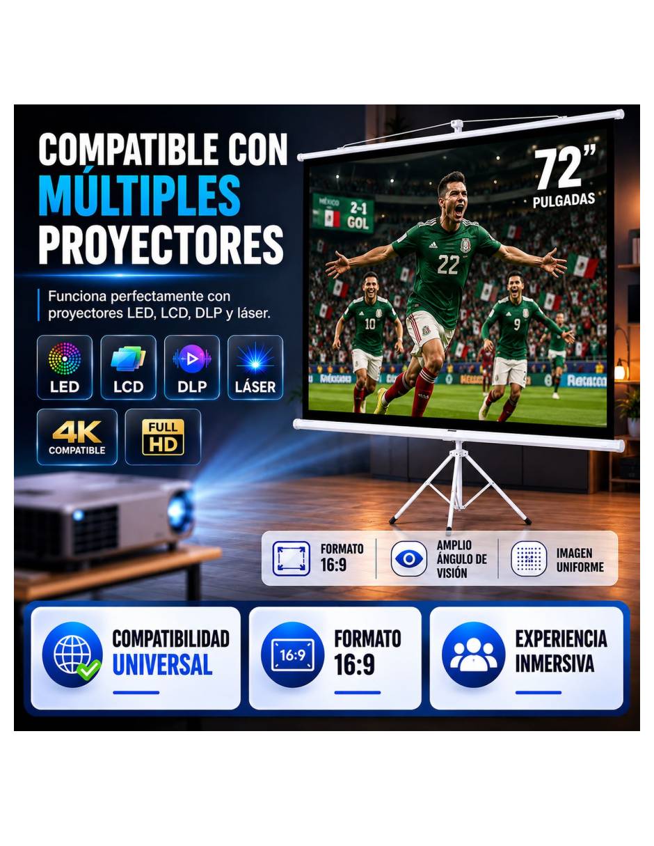 Pantalla Proyector Manual MKZ-PANTA72TRIP 7