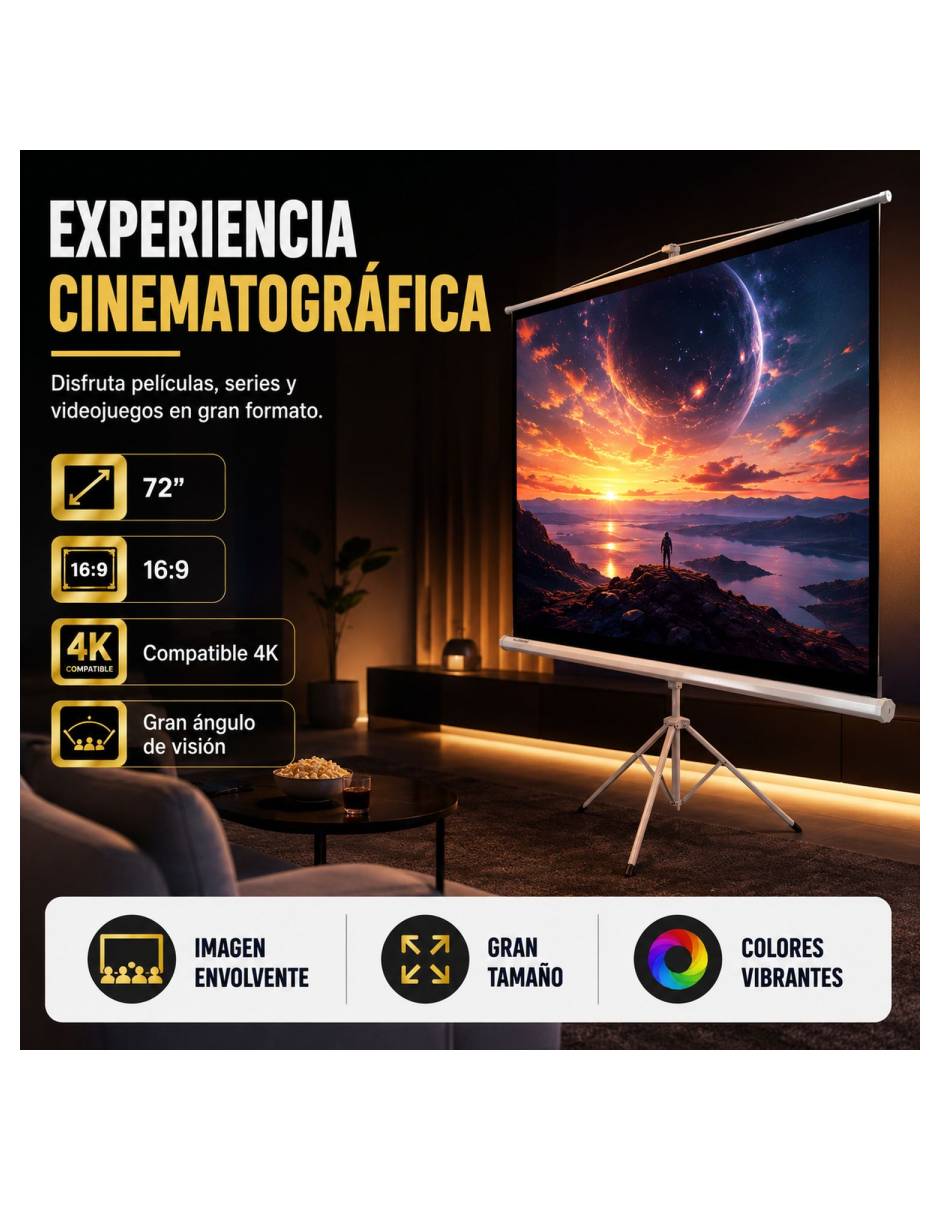 Pantalla Proyector Manual MKZ-PANTA72TRIP 3